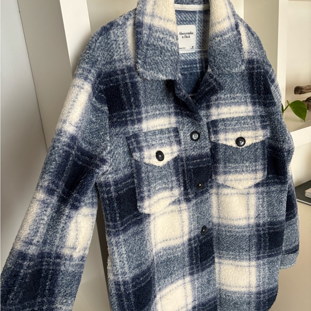 Abercrombie & Fitch Blue and Cream Plaid Jacket - Picture 4 of 4